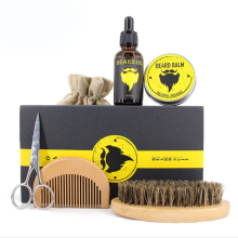 Kit de toilettage de barbe avec huile à barbe, brosse à barbe et peigne pour marque privée de toilettage pour hommes